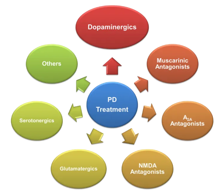 Diagram of treatments for Parkinson's disease